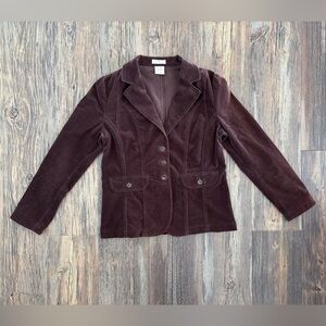 FDJ French Dressing Brown Corduroy Blazer Jacket Womens 8 Button Front Back Belt